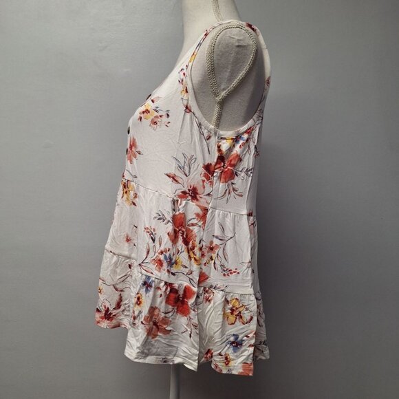 Maurices Floral Button Front Sleeveless Tiered Tank Top Womens Large Lightweight - Picture 8 of 9